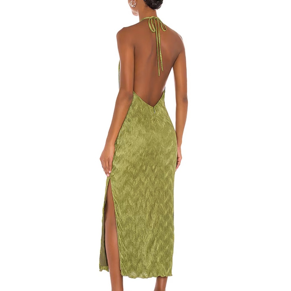 House of Harlow 1960 Olive Green Backless Halter Midi Dress